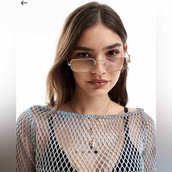 NWT Le Specs metagalactic rectangle sunglasses in purple - Picture 1 of 9